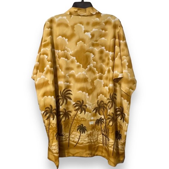Vintage Creations Hawaiian Shirt Mens XXL Yellow Palm Tree Lightweight Polyester - Picture 3 of 9